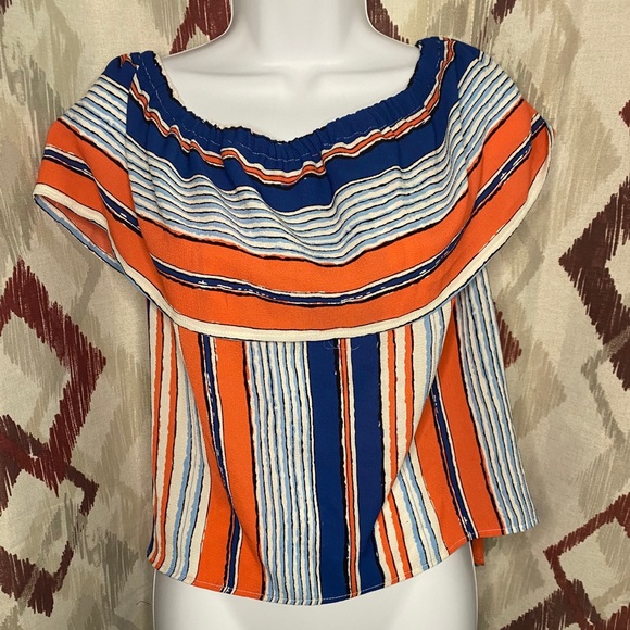 NWOT Colorful Off the Shoulder Blouse - Picture 2 of 2